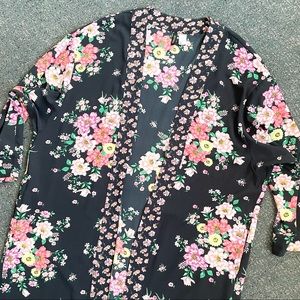 Divided Black Floral Robe